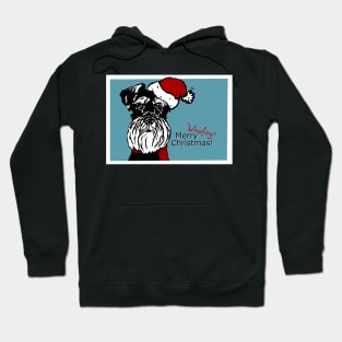 Merry Woofing Christmas Miniature Schnauzer Dog in Santa Hat Hoodie